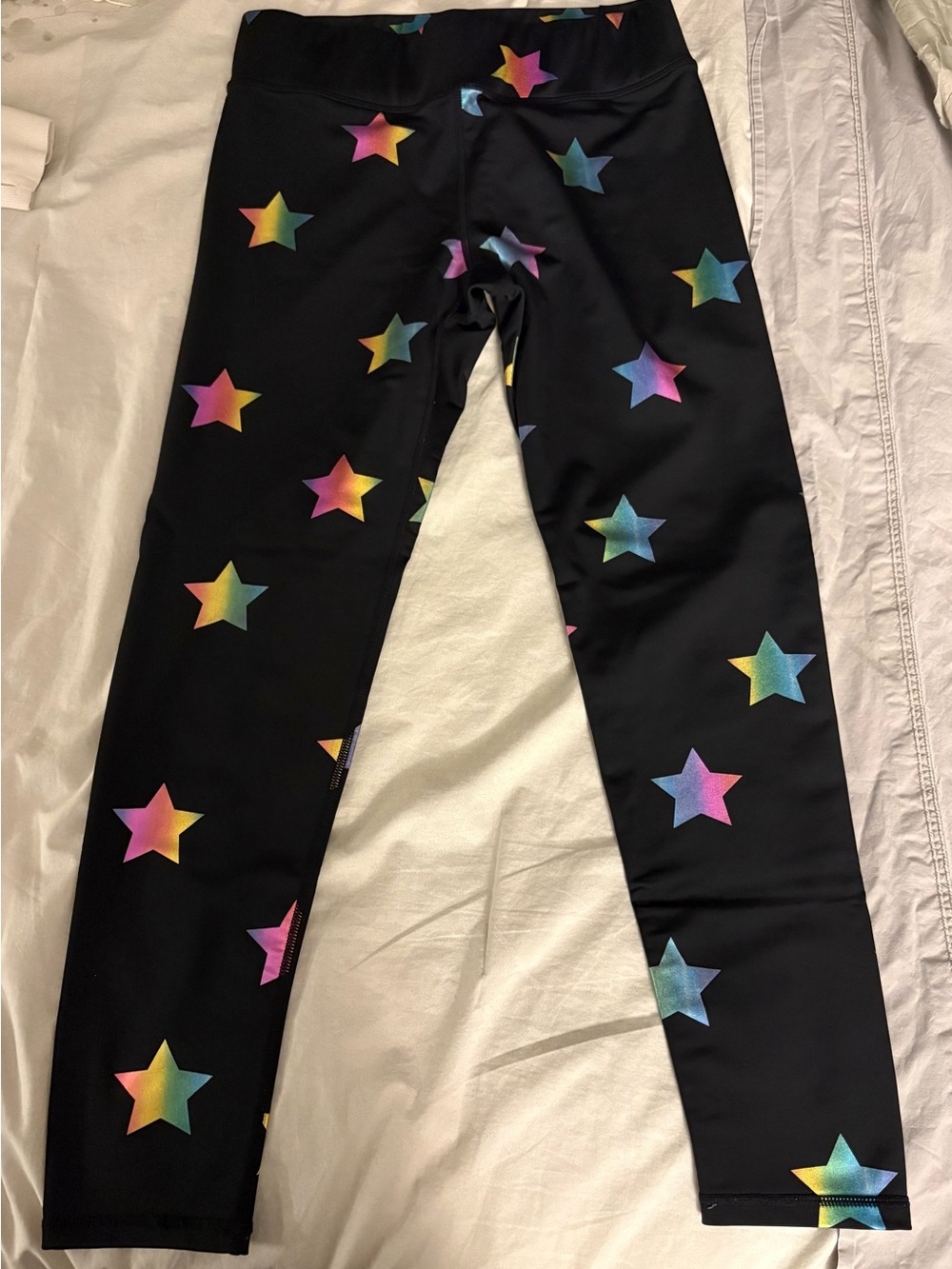 Terez Black Leggings with Rainbow Foil Stars